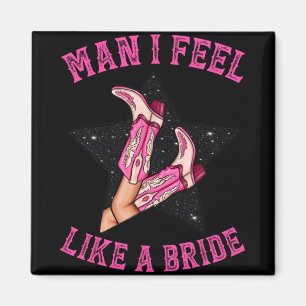 Bachelorette Rosa Cowgirl Boots Man jag känner mig Magnet