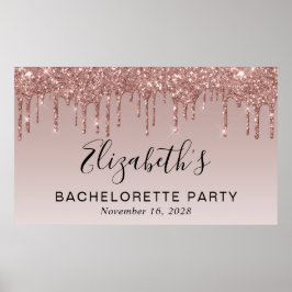 Bachelorette Rosa Guld Glitter Poster