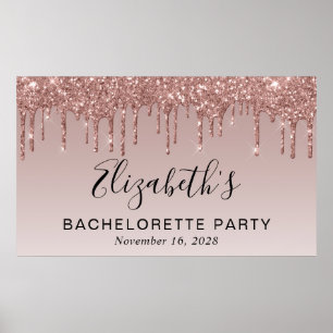 Bachelorette Rosa Guld Glitter Poster