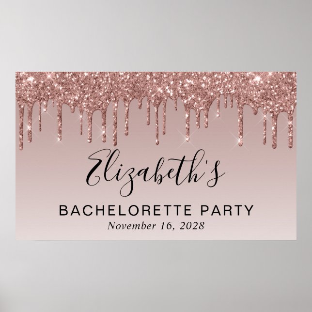 Bachelorette Rosa Guld Glitter Poster (Framsidan)