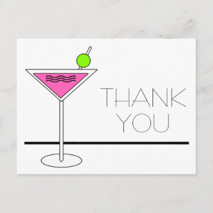 Bachelorette Rosa Martini Cocktail Party Tack Vykort