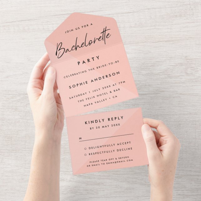 Bachelorette Rosa | Modern minimalistisk OSA i Par (Avrivbar del)