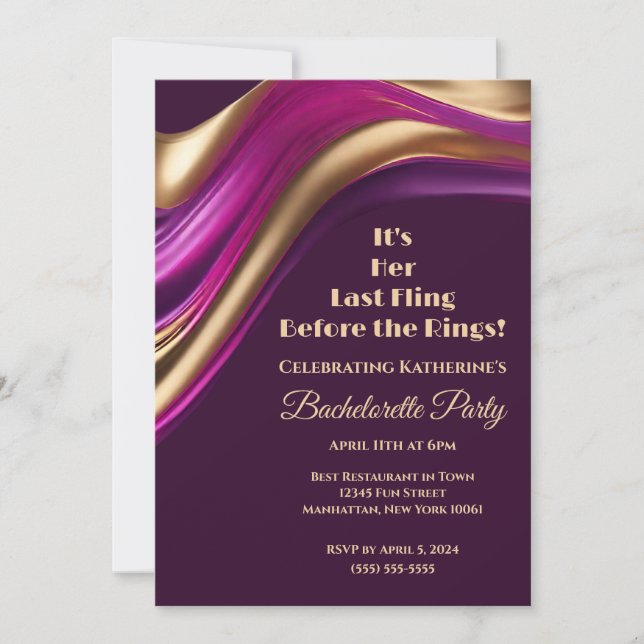 Bachelorette:s sista fluga före Ringar- Inbjudningar (Framsida)
