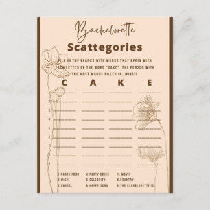 Bachelorette Scattegories Party Game Tilläggskort