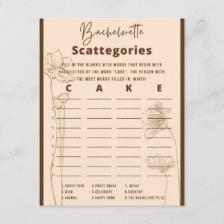 Bachelorette Scattegories Party Game Tilläggskort