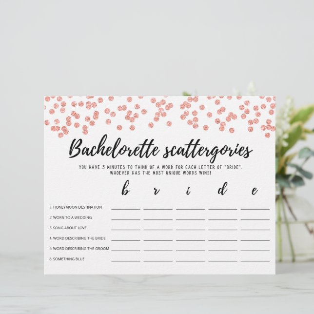 Bachelorette Scattergories editable Möhippa-spel (Stående Fram)