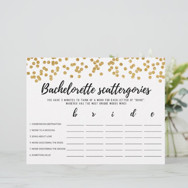 Bachelorette Scattergories editable Möhippa-spel (Stående Fram)