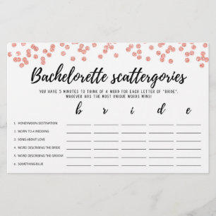 Bachelorette Scattergories editable Möhippa-spel