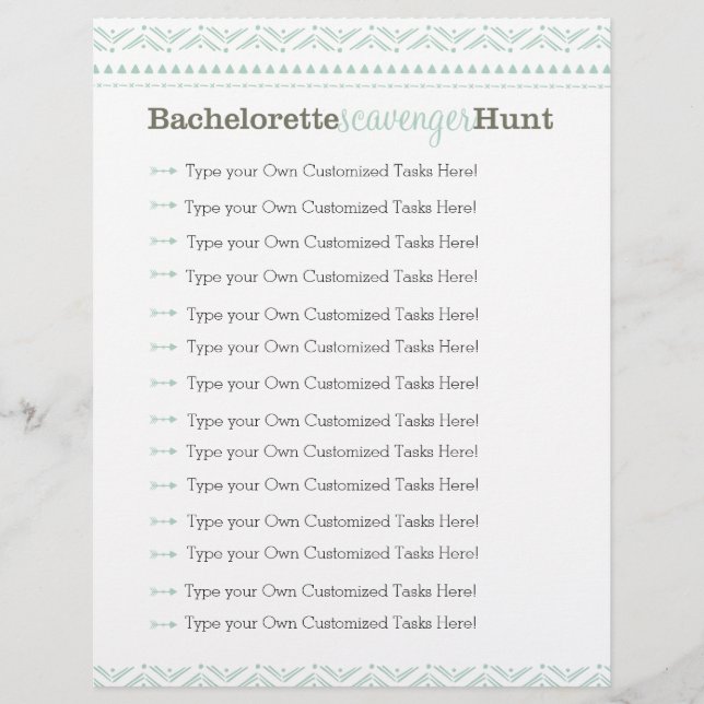 Bachelorette Scavenger Hunt Game Blue Tribal (Framsida)