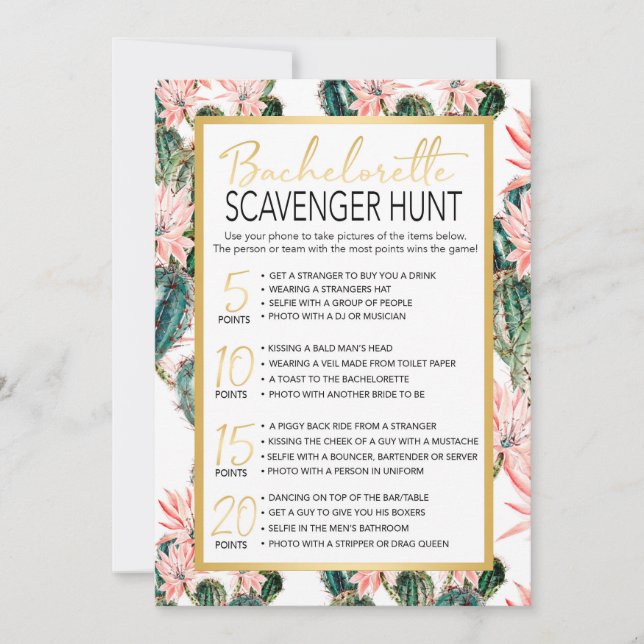 Bachelorette Scavenger Hunt Inbjudningar (Framsida)
