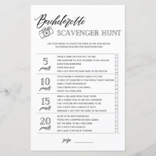 Bachelorette Scavenger Hunt möhippa-spel