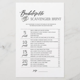 Bachelorette Scavenger Hunt möhippa-spel Flygblad