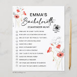 Bachelorette Scavenger Hunt Red Flowers<br><div class="desc">Snyggt,  anpassade Bachelorette Scavenger Hunt Game! Du kan anpassa den med dina spelutmaningar och brudens namn.</div>