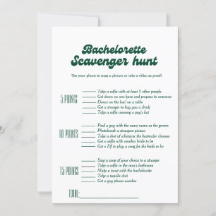Bachelorette scavenger-jakt,bachelorette-vilt inbjudningar