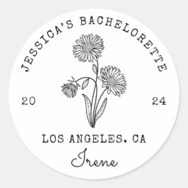 Bachelorette September Aster Birth Month Flower Runt Klistermärke