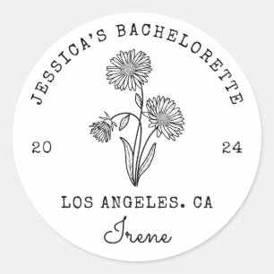 Bachelorette September Aster Birth Month Flower Runt Klistermärke