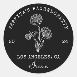 Bachelorette September Aster Födelsemånad Blomma Runt Klistermärke