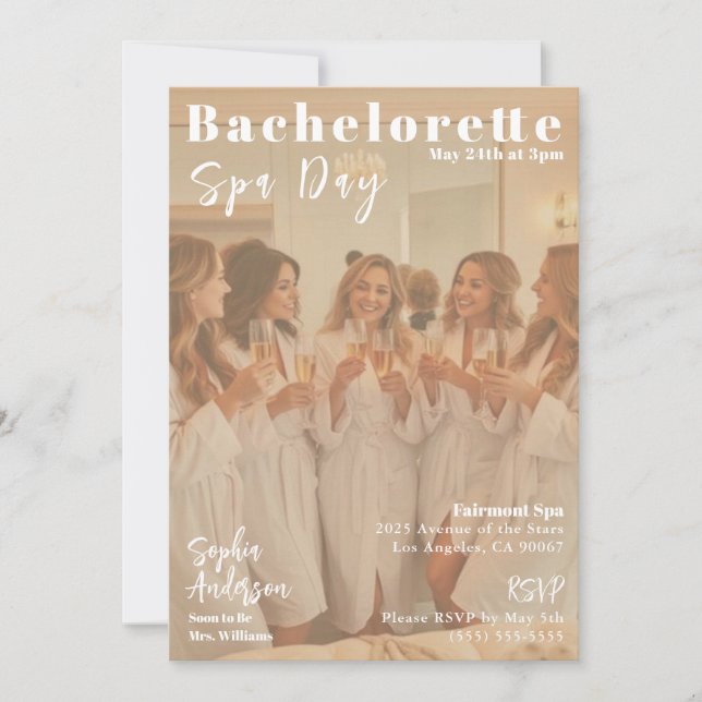 Bachelorette Spa Day Magazine Cover Inbjudningar (Framsida)