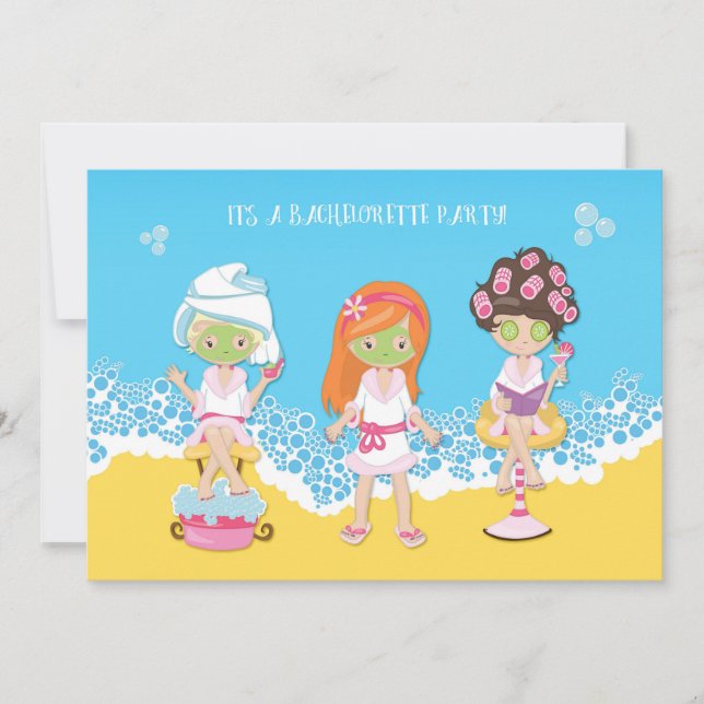 Bachelorette Spa Party Inbjudningar (Framsida)