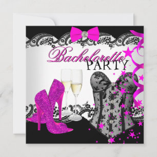 Bachelorette Spets Rosa Krage Champagne Inbjudningar