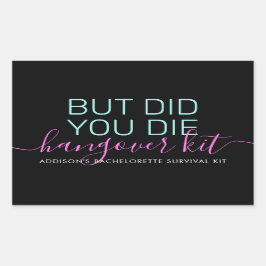 Bachelorette Survival Recovery Hangover Kit Rektangulärt Klistermärke