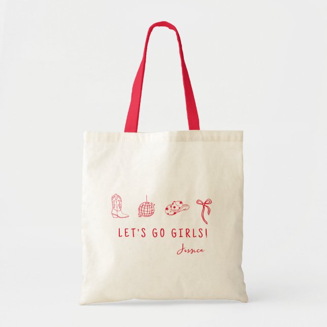 Bachelorette Tote Bag - Disco Cowgirl Bach Totes Tygkasse (Framsidan)