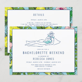 Bachelorette Tropical Beach Girls Helg Getaway Inbjudningar