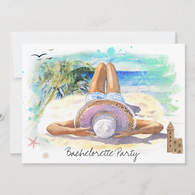 *~* Bachelorette Tropical Exotic QR Beach Party Inbjudningar (Framsida)