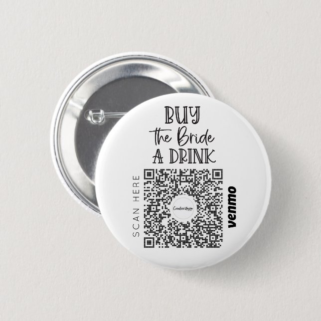Bachelorette Venmo QR kod Köp Bride A Drink B Knapp (Framsida & baksida)