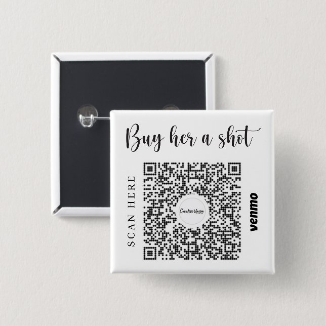Bachelorette Venmo QR kod Köp Bride A Drink B Knapp (Framsida & baksida)