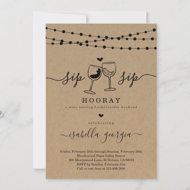 Bachelorette Vin Tasting Helg Itinerary Inbjudningar (Framsida)