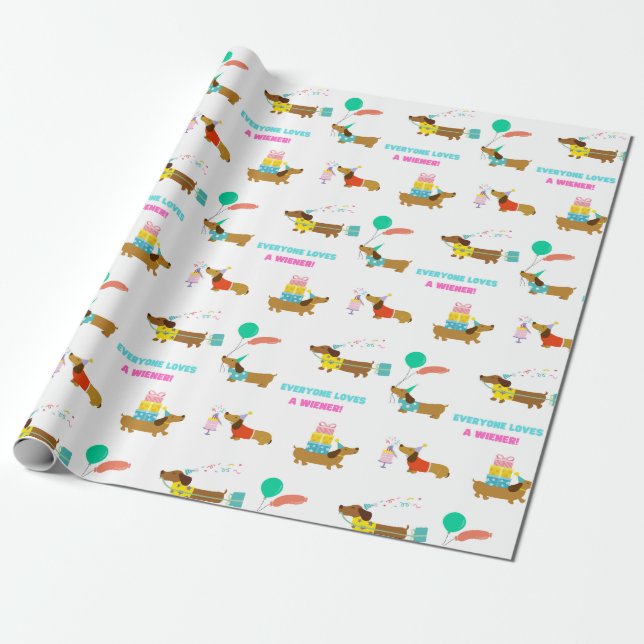 Bachelorette Wiener och Dachshund Thmet Party Box Presentpapper (Utrullad)