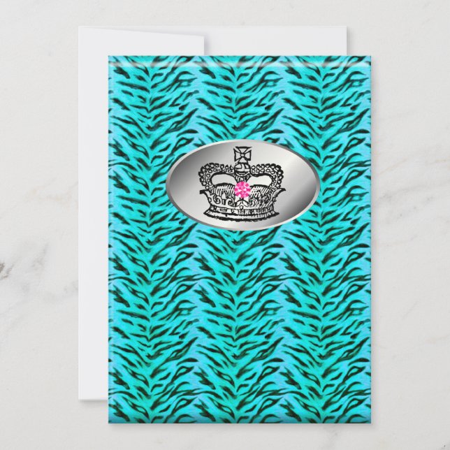 Bachelorette Zebra Juvelry Krona Party Inbjudan PB (Framsida)