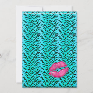 Bachelorette Zebra Juvelry Läppar Party Inbjudan P