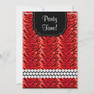 Bachelorette Zebra Purse Party Inbjudan Red