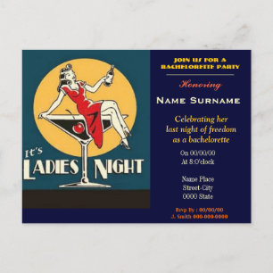 bachelorettepartyet, möhippan, hönanatten, höna inbjudan vykort