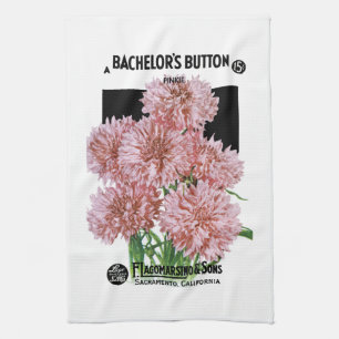 Bachelor's Buttons Seed Packet Label Kökshandduk