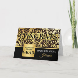 Bachelor's Degree Grad in Faux Gold Foil with Namn Kort