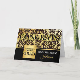 Bachelor's Degree Grad in Faux Gold Foil with Namn Kort