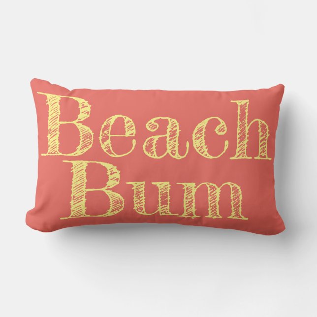 Bachy-lax och gult BEACH BUM-typografi Lumbarkudde (Framsida)