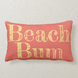 Bachy-lax och gult BEACH BUM-typografi Lumbarkudde