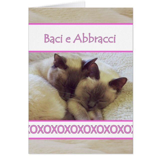 Baci e Abbracci, Hugs och Kisses på italienska Hälsningskort (Framsidan)