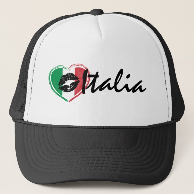 Baci Kiss Kärlek Italien Italia Heart Flagga Truck Keps (Framsida)