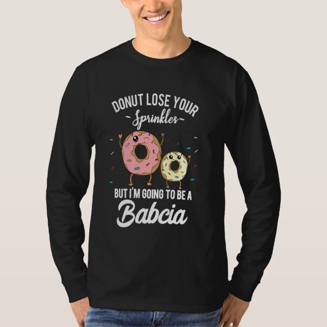 Bacia Polsk farmor Gravid Baby Announceme T Shirt (Framsida)