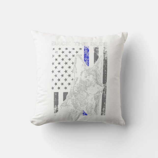 back  blue thin blue line flag k-9 german shepherd kudde (Framsida)