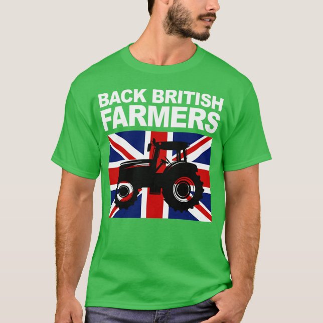 Back British Farmers Support UK Farming T Shirt (Framsida)