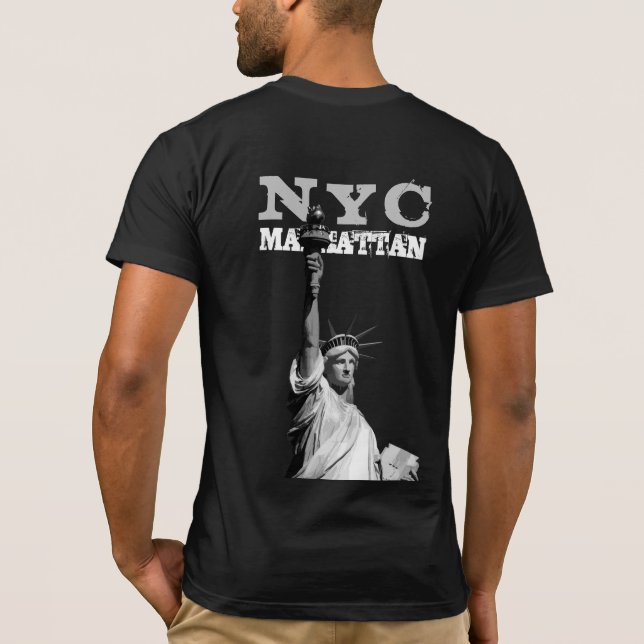 Back Design New York Nyc Manhattan Liberty Statue T Shirt (Baksida)