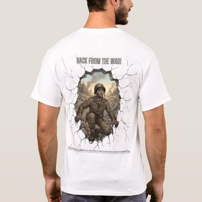Back from the War Soldier Double Exposure Nature T Shirt (Baksida)
