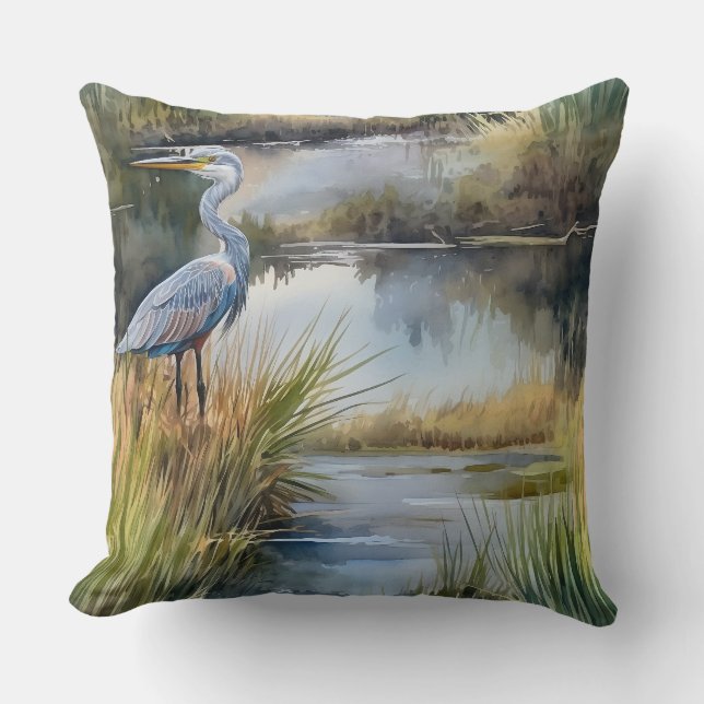 Bäck liggande med Grått Heron Kudde (Framsida)