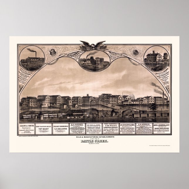 Bäck, MI Panoramic Karta - 1869 Poster (Framsidan)